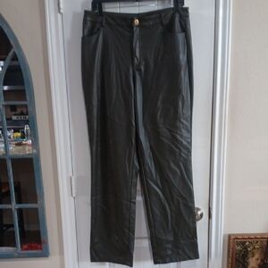 Marc New York Faux Vegan Leather Dark Olive Chinos